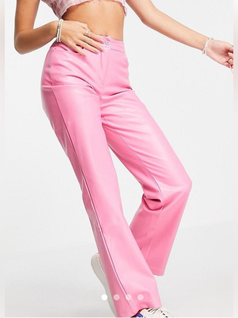 ASOS Collusion Faux Leather Pink Straight Leg Pants